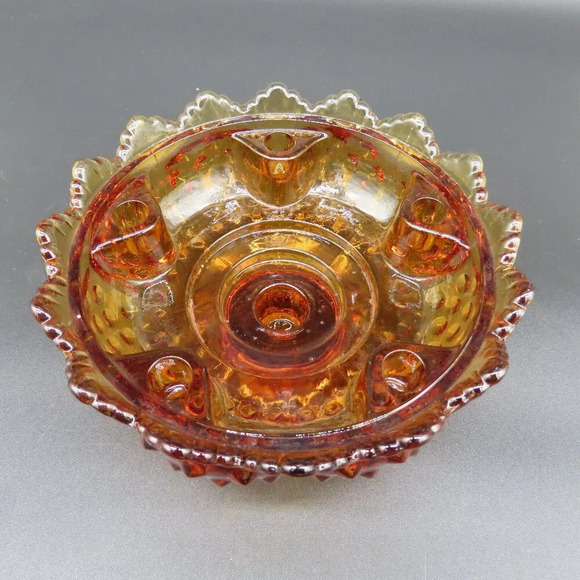 Fenton Other - Vintage Fenton Hobnail Pedestal Amber 6 Taper Candle Holder Patent No 3541569